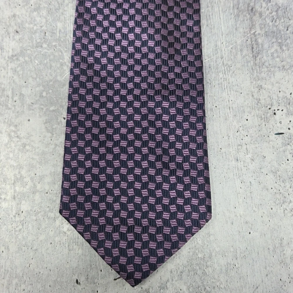 Brooks Brothers | Navy Blue & Purple Square Box Print Silk Tie